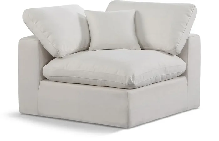 Meridian Furniture – Comfy Cream Linen Textured Fabric Modular Corner Chair – 187Cream-Corner