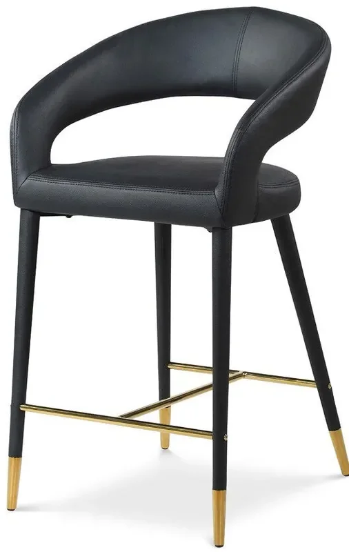 Meridian Furniture – Destiny Black Vegan Leather Stool – 541Black-C