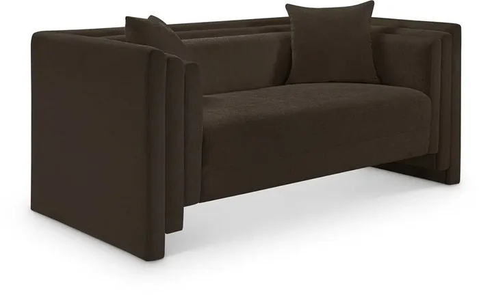 Meridian Furniture – Everett Brown Chenille Fabric Loveseat – 44068Brown-L