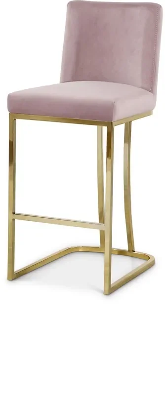 Meridian Furniture – Heidi Pink Velvet Stool – 777Pink-C