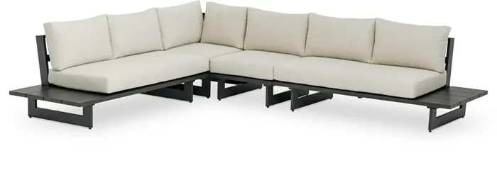 Meridian Furniture – Maldives Cream Water Resistant Fabric Outdoor Patio Modular Sectional – 4Pc – 338Cream-Sec1A