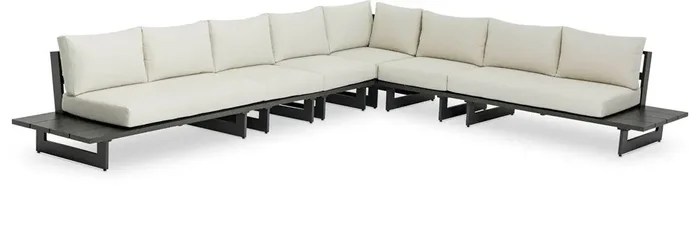 Meridian Furniture – Maldives Cream Water Resistant Fabric Outdoor Patio Modular Sectional – 6Pc – 338Cream-Sec3A