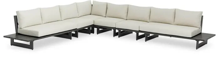 Meridian Furniture – Maldives Cream Water Resistant Fabric Outdoor Patio Modular Sectional – 6Pc – 338Cream-Sec3B
