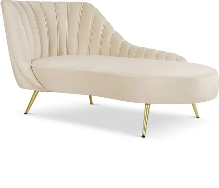 Meridian Furniture – Margo Cream Velvet Chaise – 622Cream-Chaise