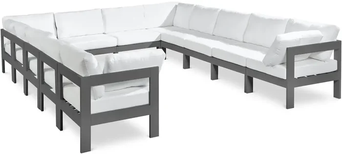 Meridian Furniture – Nizuc Grey Water Resistant Fabric Outdoor Patio Modular Sectional – 12Pc – 376Grey-Sec12A