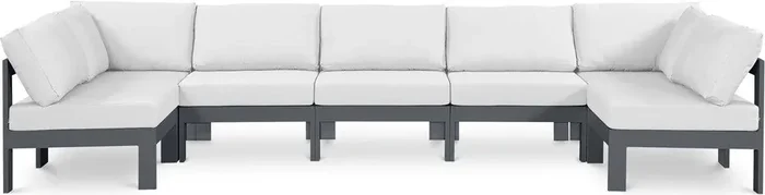 Meridian Furniture – Nizuc White Water Resistant Fabric Outdoor Patio Modular Sectional – 7Pc – 376White-Sec7C