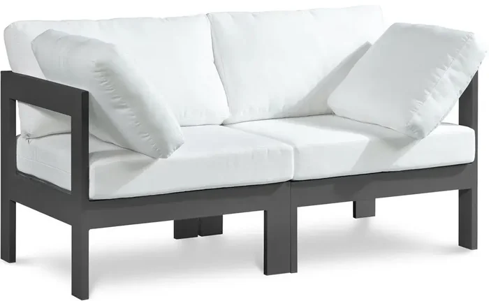 Meridian Furniture – Nizuc White Water Resistant Fabric Outdoor Patio Modular Sofa – 2Pc – 376White-S60A