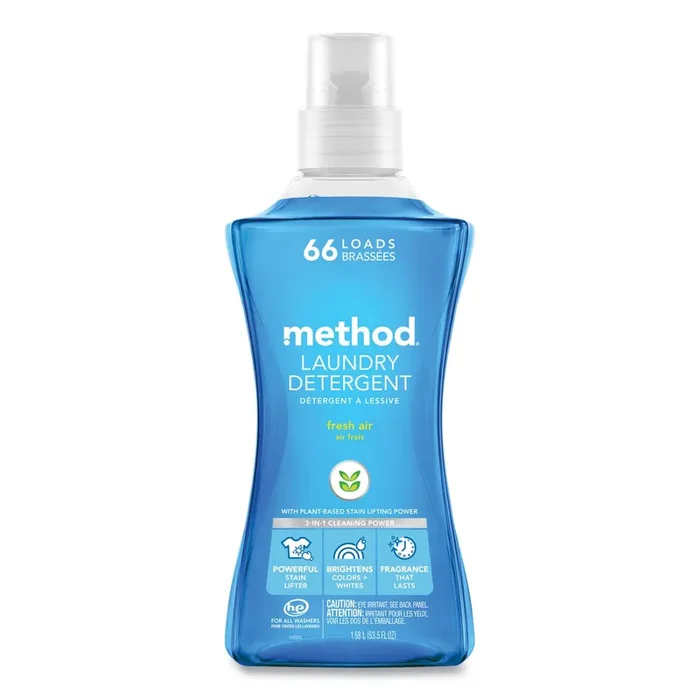 Method® Laundry Detergent, Fresh Air Scent, 53.5 oz Bottle, 4/Carton