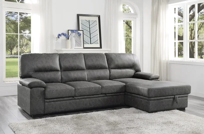 Michigan Sectional with Pull Out Bed and Right Chaise in Dark Gray 9407DG*2RC3L