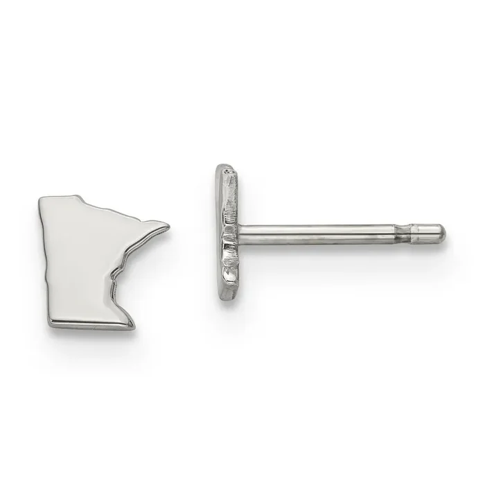 Minnesota Large State Earrings 14k White Gold Engravable XNE48W-MN