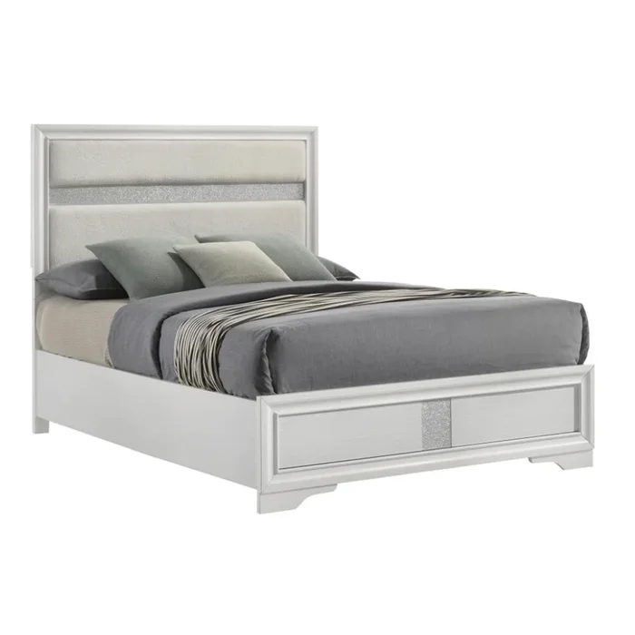 MIRANDA 54-inch Upholstered Queen Panel Bed White