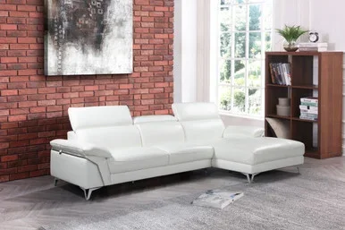 Modern Genuine Italian Leather Sectional / 727-WHITE-SECT