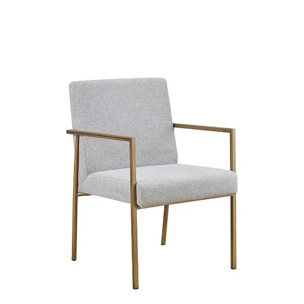 Modrest Burnham Modern White & Brass Arm Dining Chair