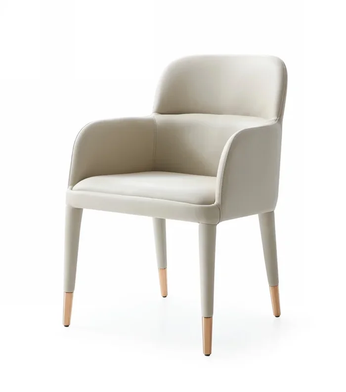 Modrest Cortina Modern Beige Eco Leather Dining Arm Chair
