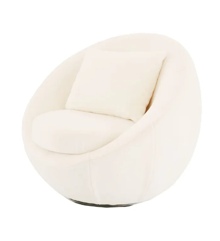 Modrest Gypsum Modern White Swivel Accent Chair