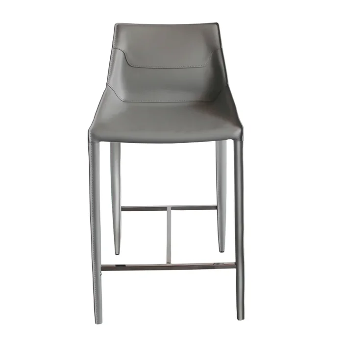 Modrest Halo Modern Light Grey Saddle Leather Counter Stool