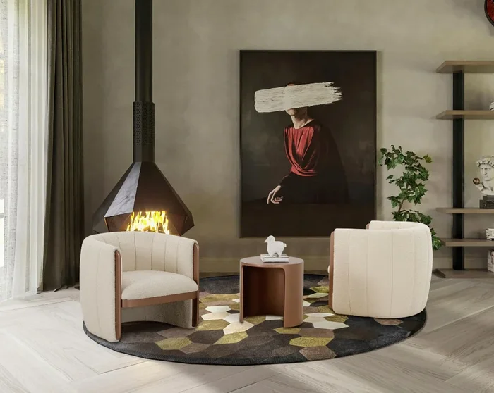 Modrest Joselyn Modern Cream Fabric Accent Chair