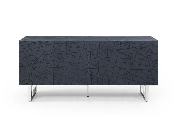 Modrest Kenda Modern Black Ash Stainless Steel Buffet