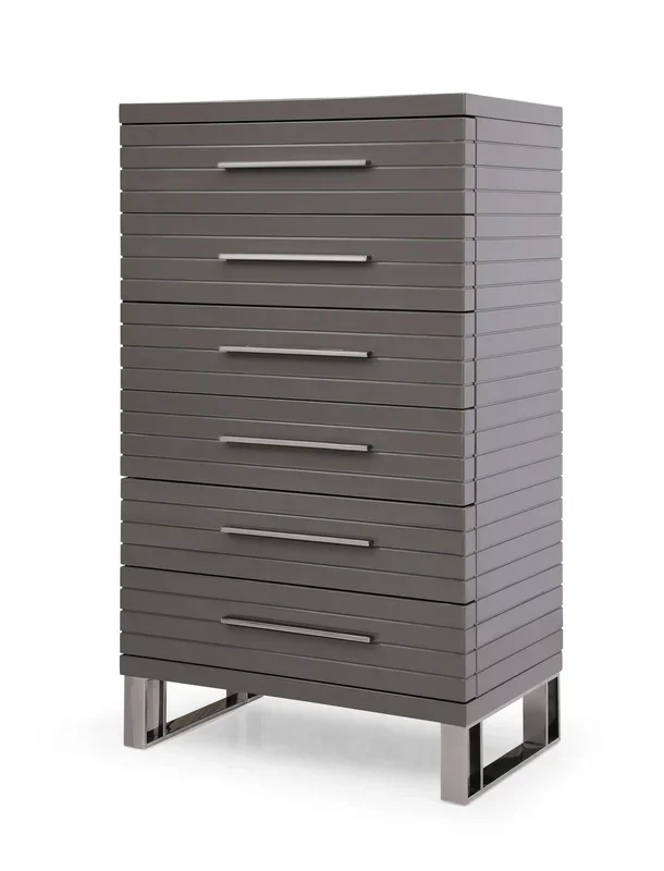 Modrest Splendor Grey High Gloss Slatted Chest