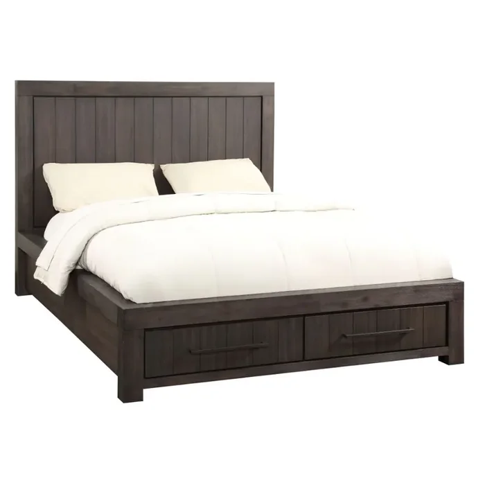 Modus Furniture – Heath California King-Size Two Drawer Storage Bed in Basalt Grey – 3H57D6