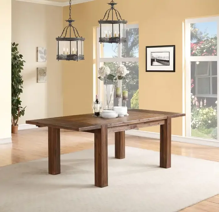 Modus Furniture – Meadow Solid Wood Extending Dining Table in Brick Brown – 3F4161