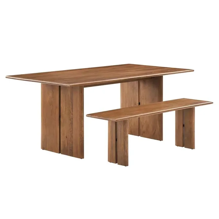 Modway – Amistad 72in Wood Dining Table and Bench Set – EEI-6559-WAL