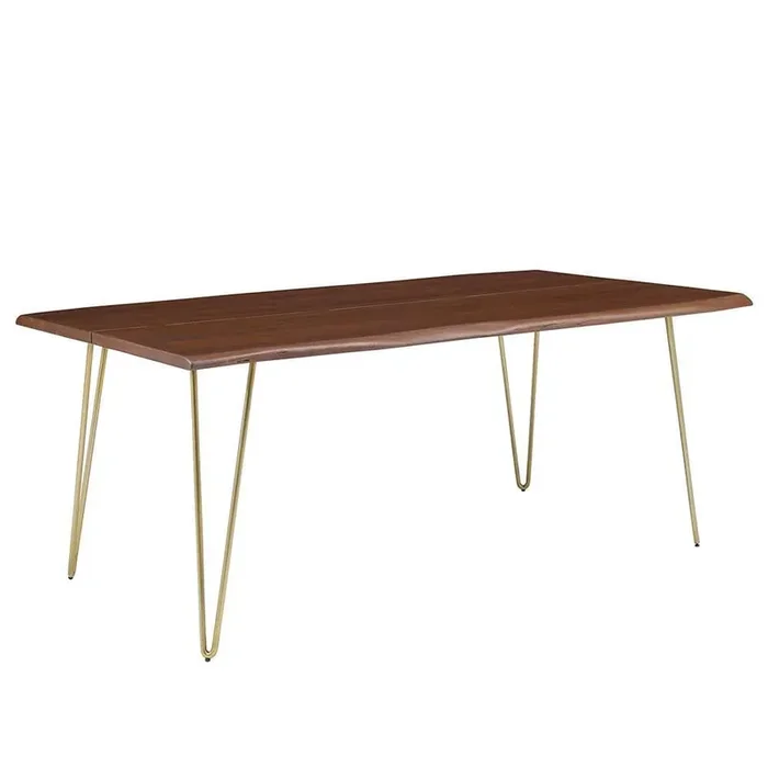 Modway – Ardor 74in Live Edge Acacia Wood Acacia Wood Dining Table – EEI-6070-GLD-WAL