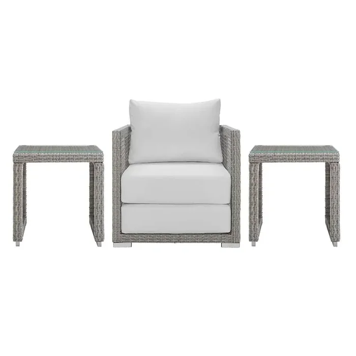 Modway – Aura 3 Piece Outdoor Patio Wicker Rattan Set – EEI-3597-GRY-WHI-SET