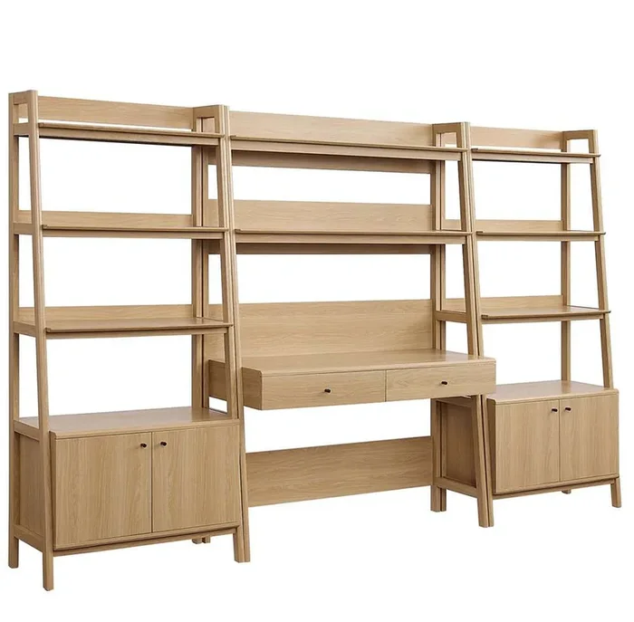 Modway – Bixby 3-Piece Wood Office Desk and Bookshelf in Oak – EEI-6115-OAK