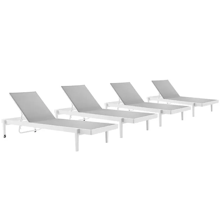 Modway – Charleston Outdoor Patio Aluminum Chaise Lounge Chair (Set of 4) – EEI-4205-WHI-GRY