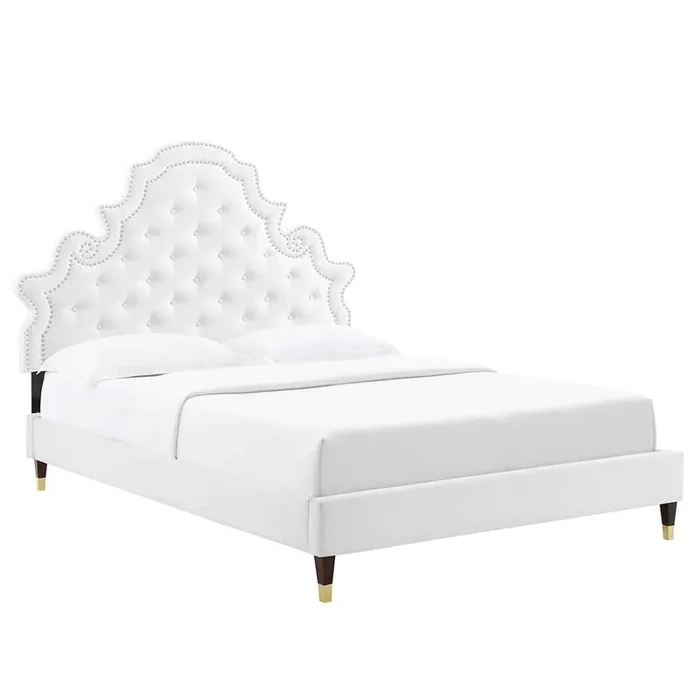 Modway – Gwyneth Tufted Performance Velvet Full Platform Bed – MOD-6758-WHI