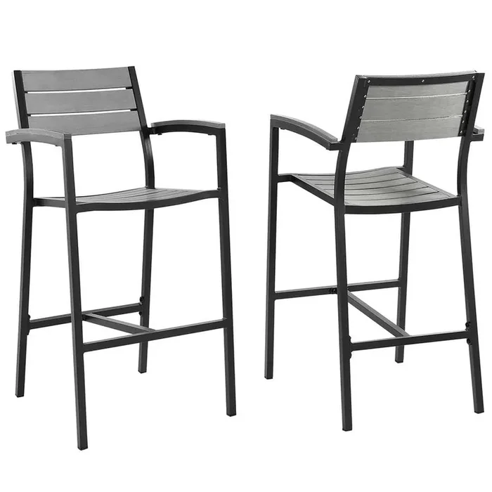 Modway – Maine Bar Stool Outdoor Patio (Set of 2) – EEI-1740-BRN-GRY-SET