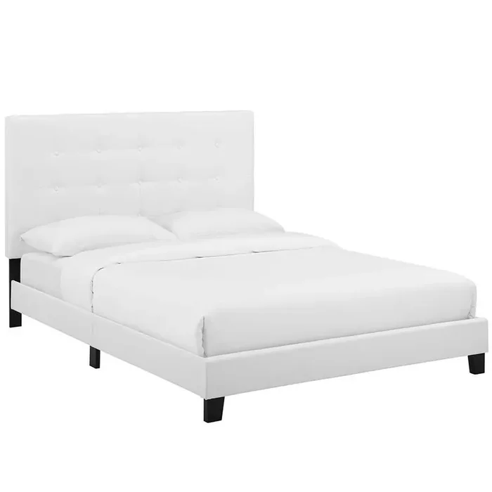 Modway – Melanie Full Tufted Button Upholstered Fabric Platform Bed – MOD-5878-WHI