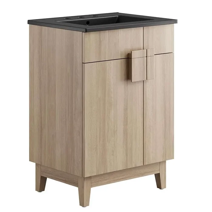 Modway – Miles 24in Bathroom Vanity – EEI-6483-BLK-OAK