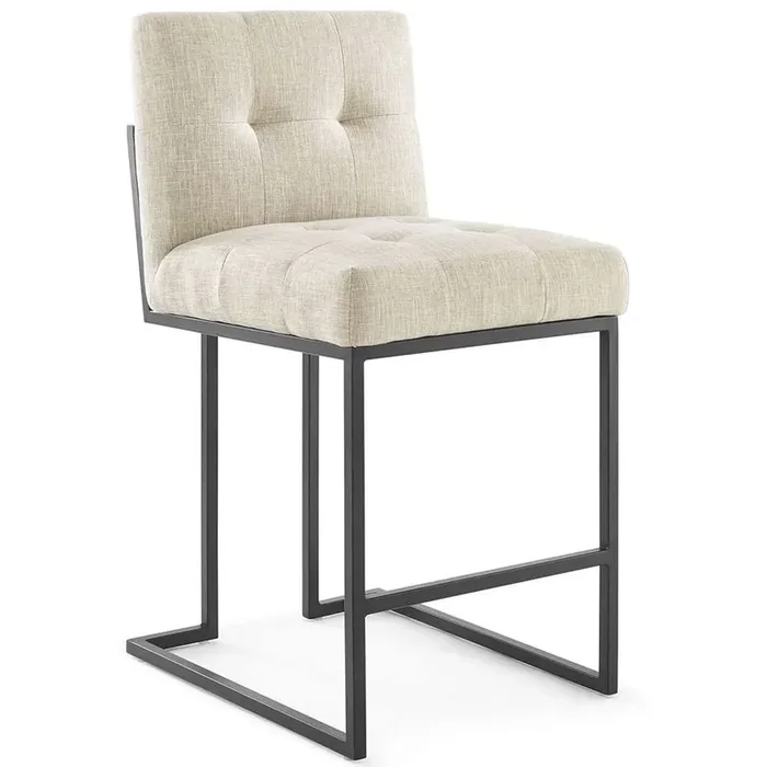 Modway – Privy Black Stainless Steel Upholstered Fabric Counter Stool – EEI-3854-BLK-BEI