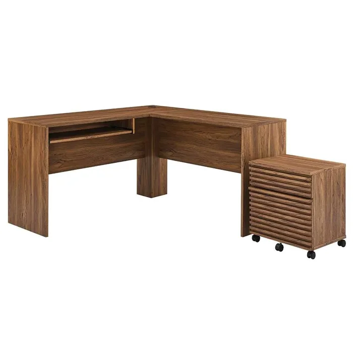 Modway – Render Wood Desk and File Cabinet Set – EEI-5821-WAL