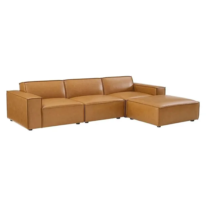 Modway – Restore 4-Piece Vegan Leather Sectional Sofa – EEI-4709-TAN
