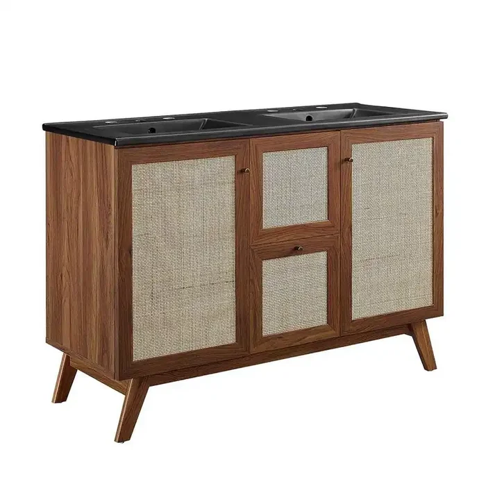 Modway – Soma 48in Double Sink Bathroom Vanity – EEI-6722-WAL-BLK