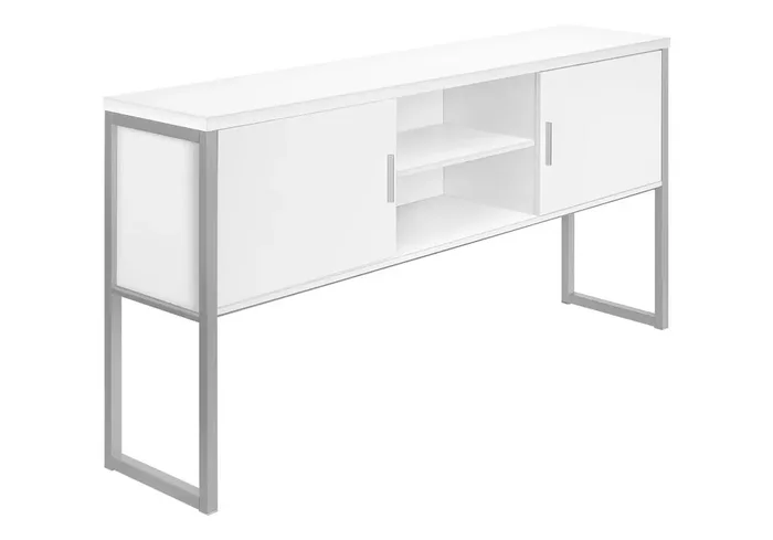 Monarch Specialties – Office Hutch, 72inL, Work White Laminate, Silver Metal, Contemporary, Modern – I 7728