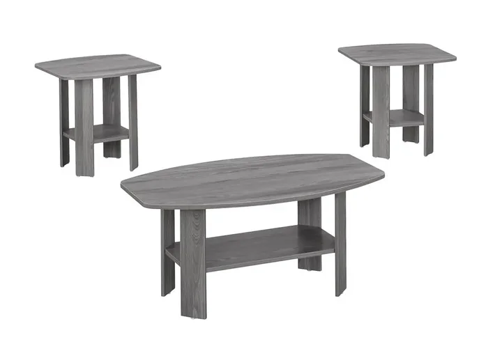 Monarch Specialties – Table Set, 3Pcs Set, Coffee, End, Side, Accent, Living Room, Laminate, Grey, Transitional – I-7925P