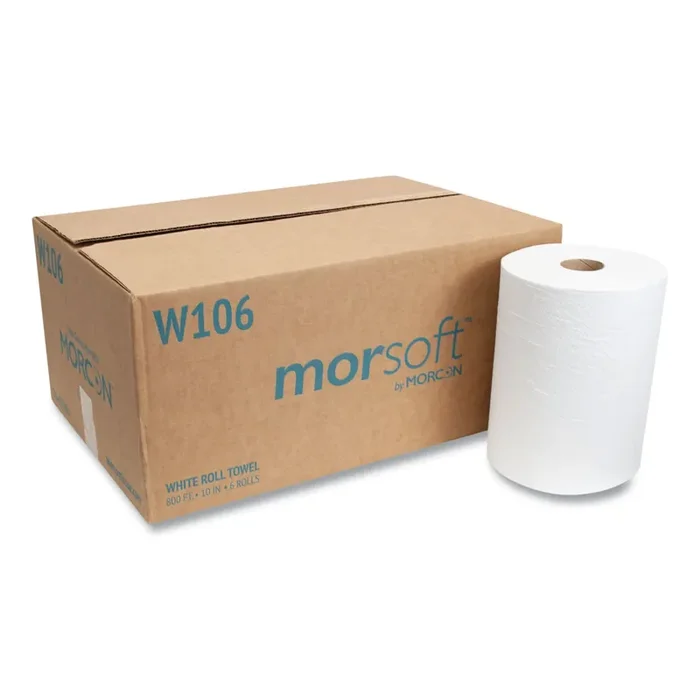 Morcon Tissue 10 Inch Roll Towels, 1-Ply, 10″ X 800 Ft, White, 6 Rolls/carton