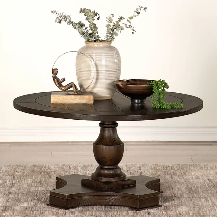 Morello Round Coffee Table with Pedestal Base Coffee