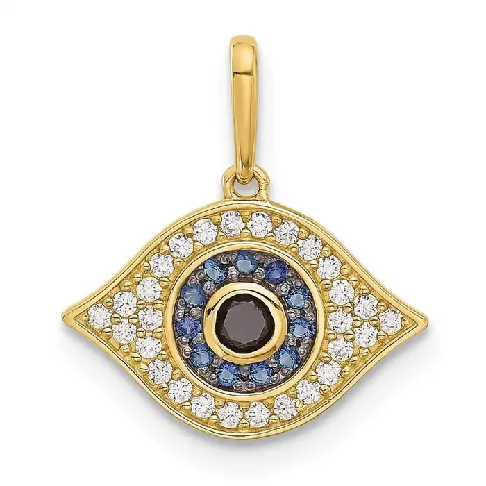 Multi-Color CZ Evil Eye Pendant 14k Polished Gold YC1578