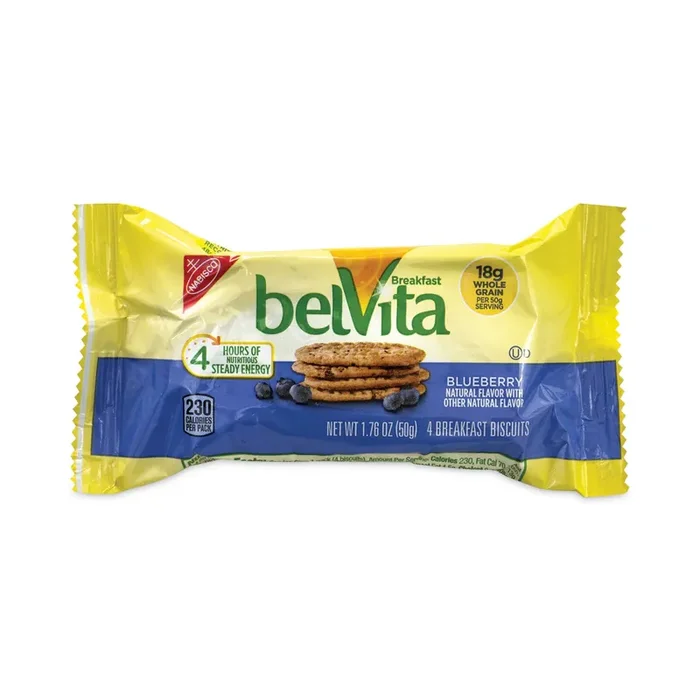 Nabisco® belVita Breakfast Biscuits, Blueberry, 1.76 oz Pack, 25 Packs/Carton