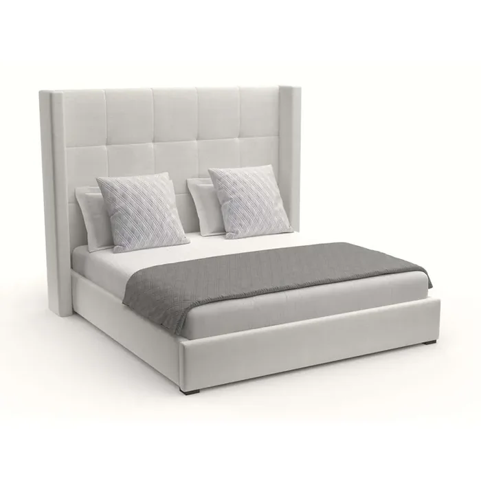 Nativa Interiors – Aylet Button Tufted Upholstered Medium California King Off White Bed – BED-AYLET-BTN-MID-CA-PF-WHITE