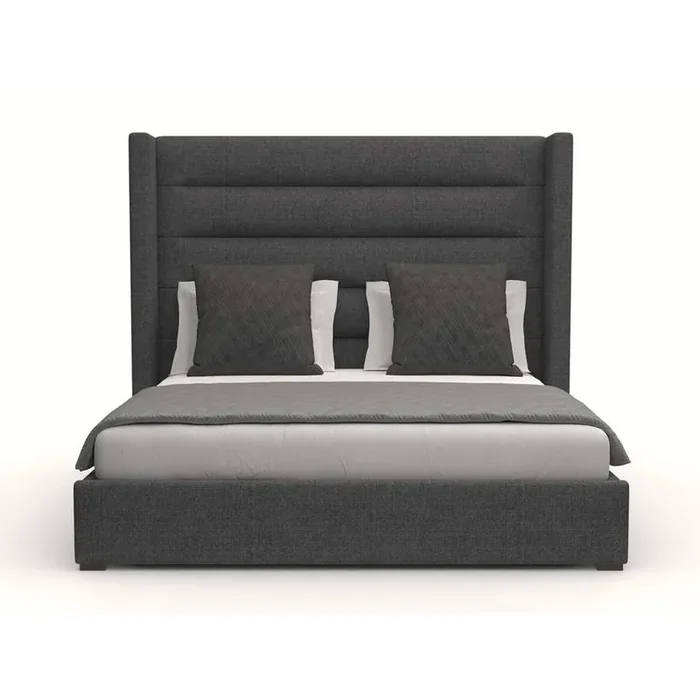Nativa Interiors – Aylet Horizontal Channel Tufted Upholstered Medium King Charcoal Bed – BED-AYLET-HC-MID-KN-PF-CHARCOAL