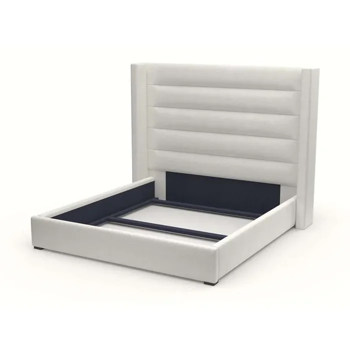 Nativa Interiors – Aylet Horizontal Channel Tufted Upholstered Medium King Off White Bed – BED-AYLET-HC-MID-KN-PF-WHITE