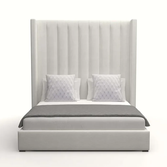 Nativa Interiors – Aylet Vertical Channel Tufted Upholstered High King Off White Bed – BED-AYLET-VC-HI-KN-PF-WHITE