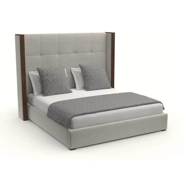 Nativa Interiors – Irenne Button Tufted Upholstered Medium King Grey Bed – BED-IRENNE-BTN-MID-KN-PF-GREY