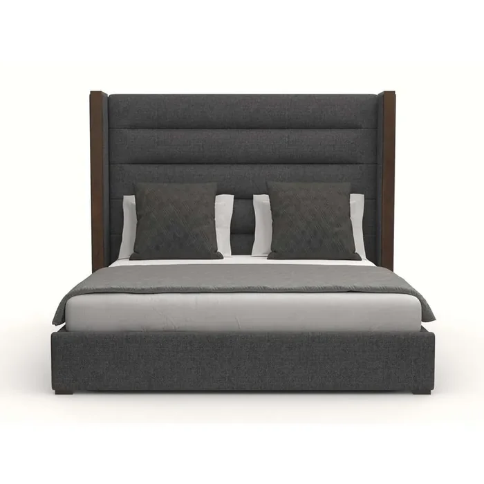 Nativa Interiors – Irenne Horizontal Channel Tufted Upholstered Medium King Charcoal Bed – BED-IRENNE-HC-MID-KN-PF-CHARCOAL